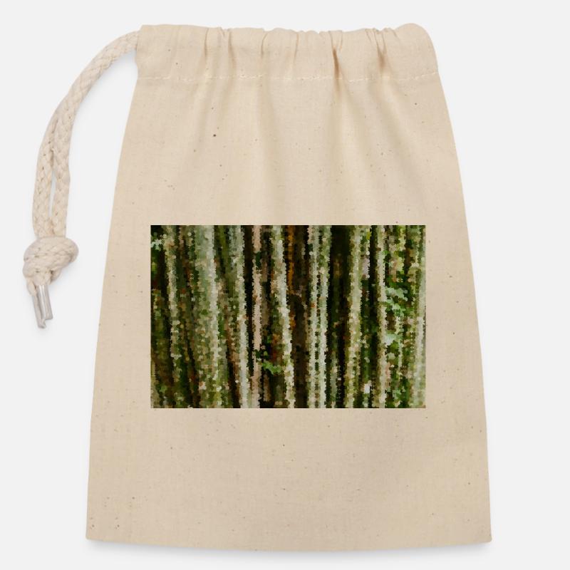 Birch Forest Pixel Stripes - Closable cotton gift bag (14x20cm) - nature