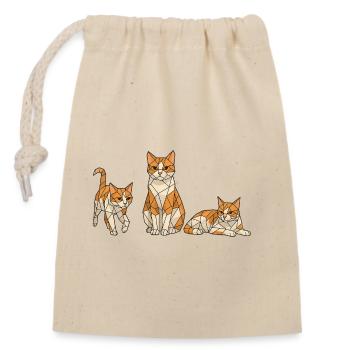 Trio de chats géométriques - Sac cadeau en coton avec cordon (14 x 20 cm) - nature - Devant