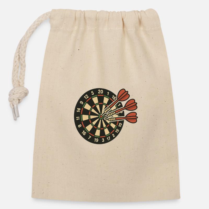 Fléchettes vintage - Sac cadeau en coton avec cordon (14 x 20 cm) - nature