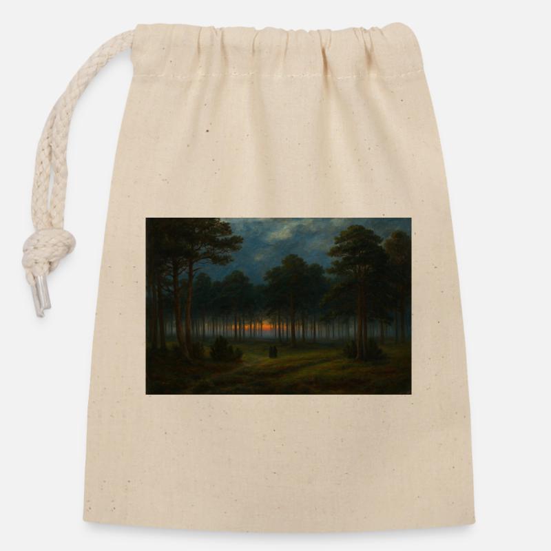 Abenddämmerung im dunklen Wald - Verschließbarer Geschenkbeutel aus Baumwolle (14x20cm) - Natur
