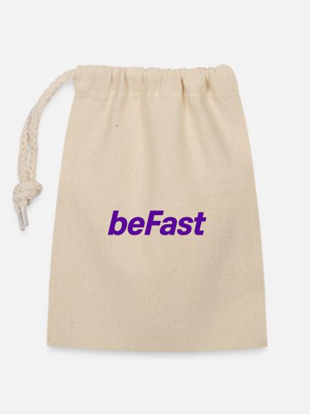 BeFast Schriftzug in Purpur - Verschließbarer Geschenkbeutel aus Baumwolle (14x20cm) - Natur