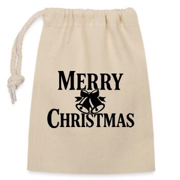 Style classique de Joyeux Noël avec cloches - Sac cadeau en coton avec cordon (14 x 20 cm) - nature - Devant
