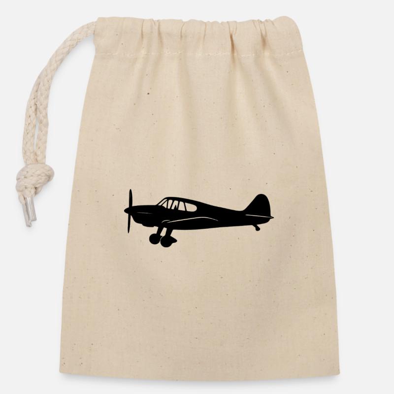 Avion Messerschmitt Bf 108 Silhouette - Sac cadeau en coton avec cordon (14 x 20 cm) - nature