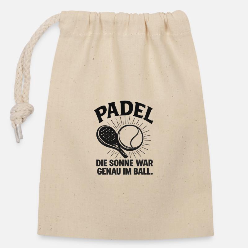 Padel Sonne Ball Motiv - Verschließbarer Geschenkbeutel aus Baumwolle (14x20cm) - Natur