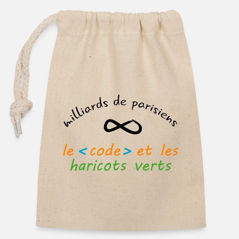 8_milliards_de_parisiens_le_code_et_les_haricot - Verschließbarer Geschenkbeutel aus Baumwolle (14x20cm) - Natur