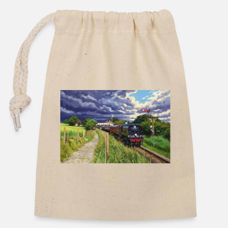 Heritage Express im Green Valley - Verschließbarer Geschenkbeutel aus Baumwolle (14x20cm) - Natur