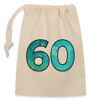 Number 60 - 60th Birthday - Closable cotton gift bag (14x20cm) - nature - Front