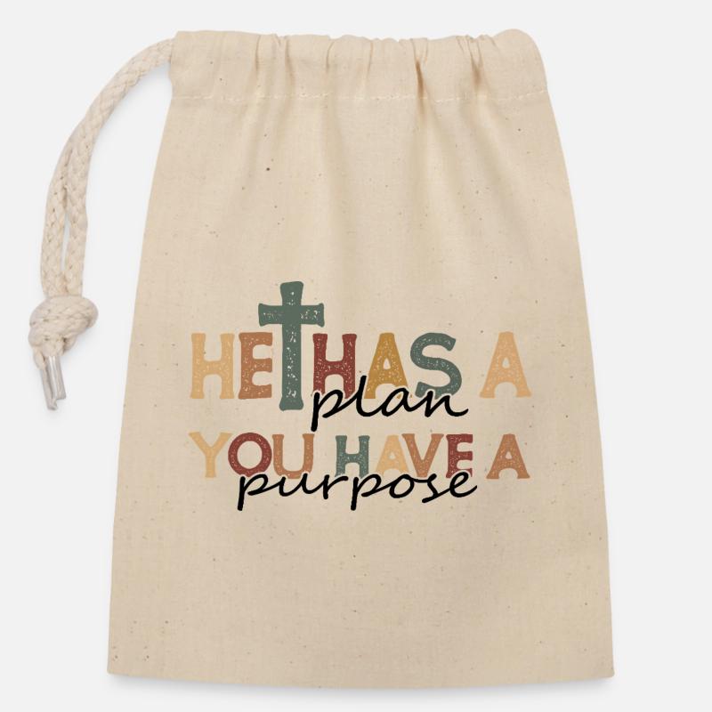 Conception de citation rétro chrétienne - Sac cadeau en coton avec cordon (14 x 20 cm) - nature
