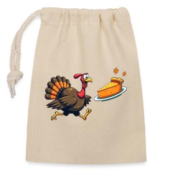 Thanksgiving Lustiger Thanksgiving Truthahn - Verschließbarer Geschenkbeutel aus Baumwolle (14x20cm) - Natur - Vorne