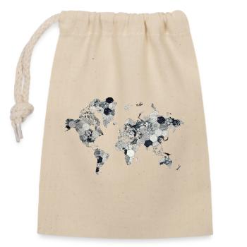 Conception de la Mosaïque de la Carte du Monde - Sac cadeau en coton avec cordon (14 x 20 cm) - nature - Devant