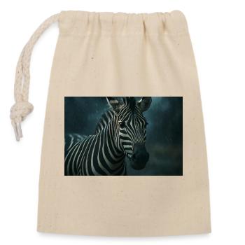 Zebra in der regnerischen Nacht - Verschließbarer Geschenkbeutel aus Baumwolle (14x20cm) - Natur - Vorne