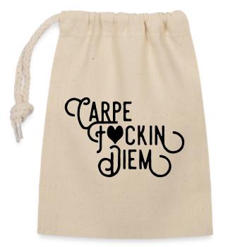Carpe Fucking Diem - Funny Sarcastic Black - Sac cadeau en coton avec cordon (14 x 20 cm) - nature - Devant