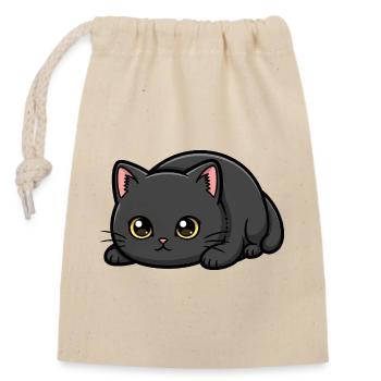 Midnight Whisker Kitten - Closable cotton gift bag (14x20cm) - nature - Front