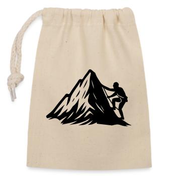 Bergsteiger Symbol Berge - Verschließbarer Geschenkbeutel aus Baumwolle (14x20cm) - Natur - Vorne