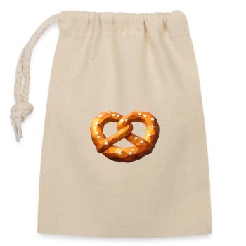 Low Poly Orange Polygonale Brezel - Verschließbarer Geschenkbeutel aus Baumwolle (14x20cm) - Natur - Vorne