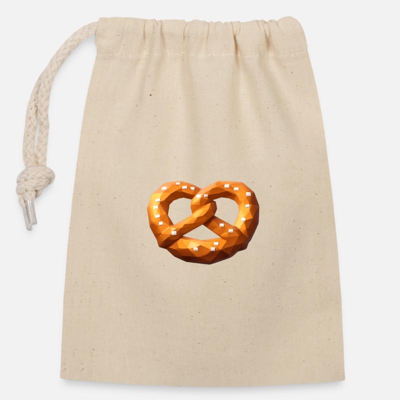 Low Poly Orange Polygonal Pretzel - Closable cotton gift bag (14x20cm) - nature