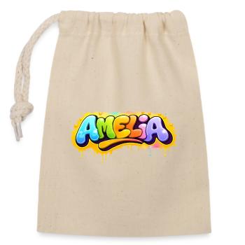 Graffiti Amelia Name Geschenk Ideal Druckbare Su - Verschließbarer Geschenkbeutel aus Baumwolle (14x20cm) - Natur - Vorne