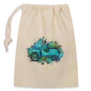 Grünes DDR Ost-Moped Schwalbe Aquarell – Retro - Verschließbarer Geschenkbeutel aus Baumwolle (14x20cm) - Natur - Vorne