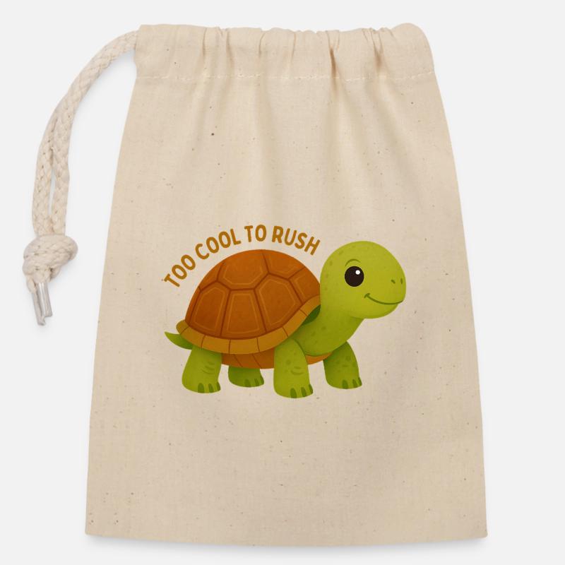 Zu cool, um Turtle zu überstürzen - Verschließbarer Geschenkbeutel aus Baumwolle (14x20cm) - Natur
