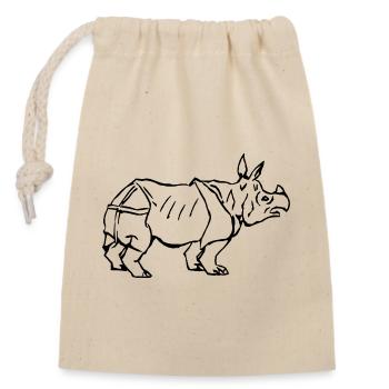 Nashorn - Verschließbarer Geschenkbeutel aus Baumwolle (14x20cm) - Natur - Vorne