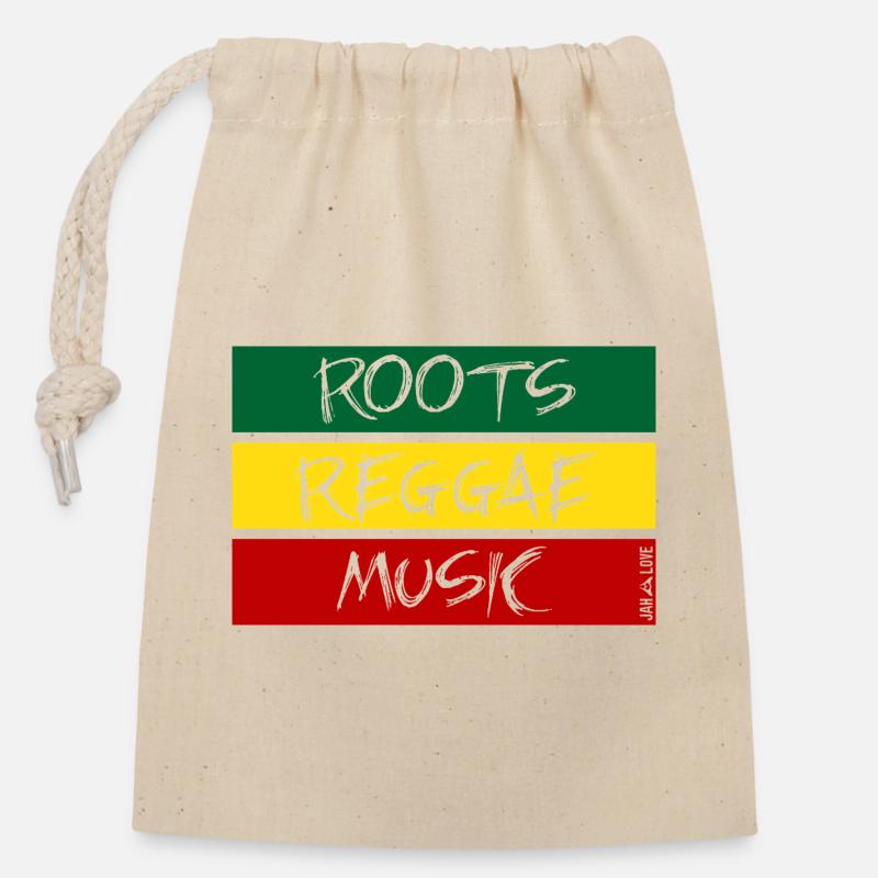 roots reggae music - Sac cadeau en coton avec cordon (14 x 20 cm) - nature