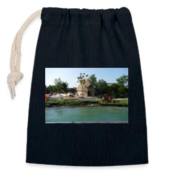 The fishermen's cottages of Caorle - Closable cotton gift bag (14x20cm) - navy - Front