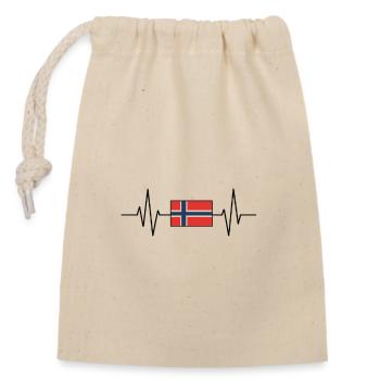 Norway Heartbeat Flag - Closable cotton gift bag (14x20cm) - nature - Front