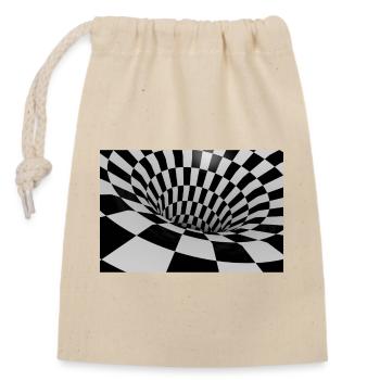 Tunnel Carreaux Noir et Blanc - Sac cadeau en coton avec cordon (14 x 20 cm) - nature - Devant