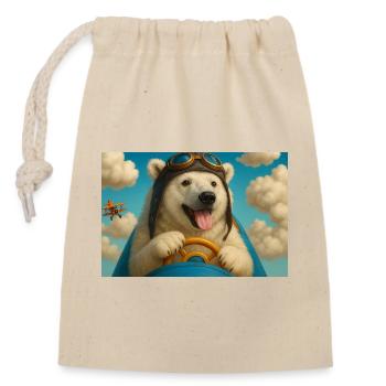Chien Aviateur part à l'Aventure - Sac cadeau en coton avec cordon (14 x 20 cm) - nature - Devant