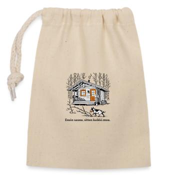 Waldhaus sketch with dog - Closable cotton gift bag (14x20cm) - nature - Front