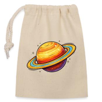 Saturn Planet - Verschließbarer Geschenkbeutel aus Baumwolle (14x20cm) - Natur - Vorne