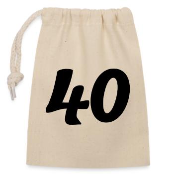 40. 40 YEARS. 40th ANNIVERSARY. 40 YEARS ANNIVERSARY. - Closable cotton gift bag (14x20cm) - nature - Front