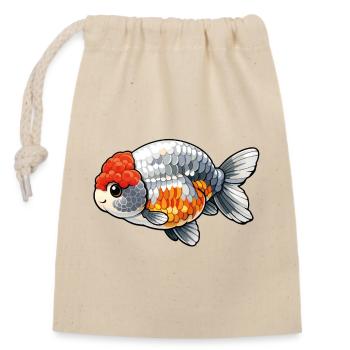 SUPER FAT RANCHU© Silver Red Wen Poisson rouge Ranchu - Sac cadeau en coton avec cordon (14 x 20 cm) - nature - Devant
