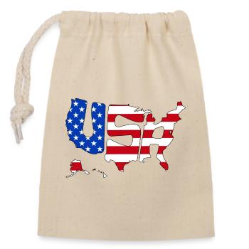 USA Lettreries America Outline Drapeau américain - Sac cadeau en coton avec cordon (14 x 20 cm) - nature - Devant