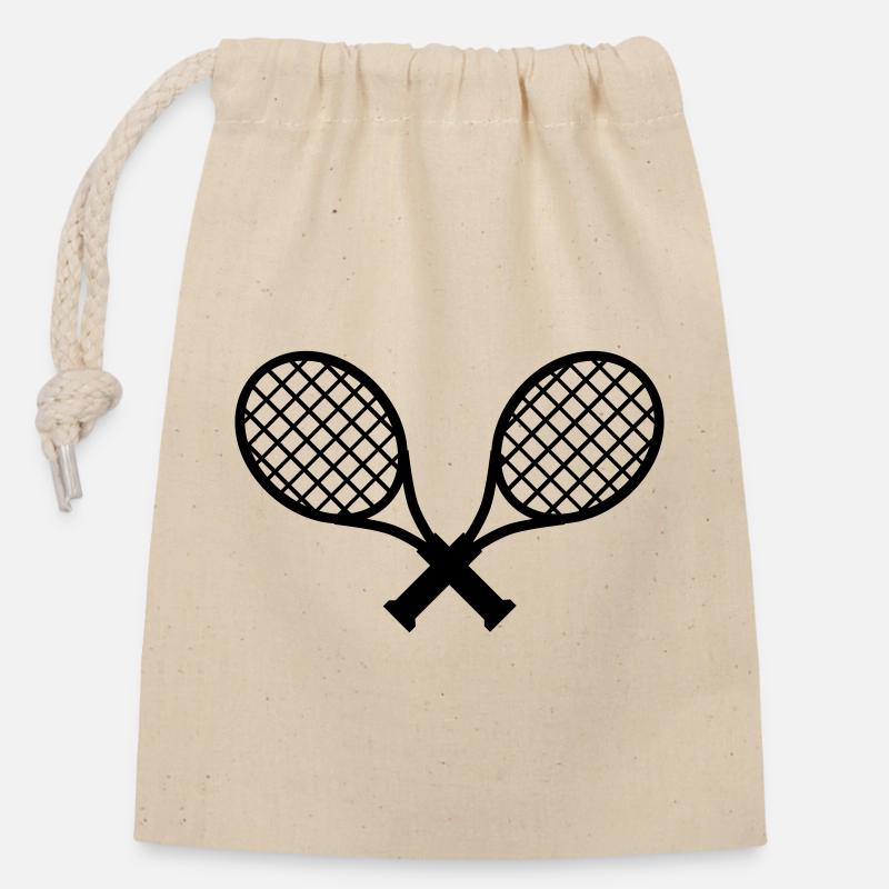 Raquettes Schläger de tennis - Sac cadeau en coton avec cordon (14 x 20 cm) - nature