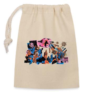 Risographe de feux d’artifice Fallas de Valencia - Sac cadeau en coton avec cordon (14 x 20 cm) - nature - Devant