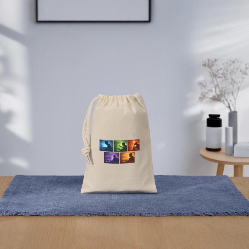 Multi-Screen Code Shadow Closable cotton gift bag (14x20cm)