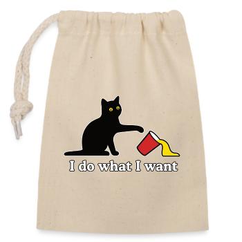 Katzen Humor Shirt für Katzenbesitzer - Verschließbarer Geschenkbeutel aus Baumwolle (14x20cm) - Natur - Vorne