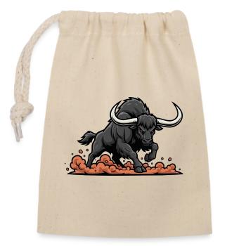 Black Buffalo Charge Maskottchen Buffalo Power - Verschließbarer Geschenkbeutel aus Baumwolle (14x20cm) - Natur - Vorne
