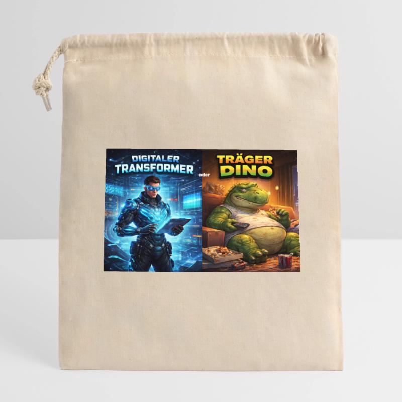 Digitaler Tech-Kämpfer oder träger Dino Verschließbarer Geschenkbeutel aus Baumwolle (14x20cm)