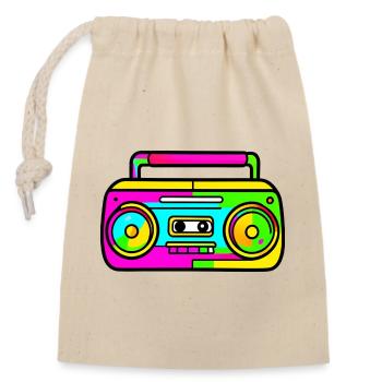 Neon Boombox Retro Pop Art - Verschließbarer Geschenkbeutel aus Baumwolle (14x20cm) - Natur - Vorne