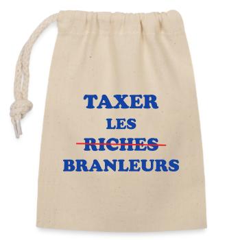 Taxer les riches branleurs - Sac cadeau en coton avec cordon (14 x 20 cm) - nature - Devant