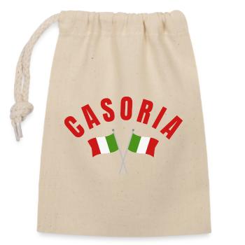 Casoria Twin Italian Flags Emblem - Closable cotton gift bag (14x20cm) - nature - Front