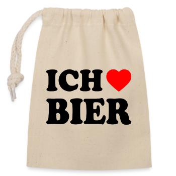Ich liebe bier - Verschließbarer Geschenkbeutel aus Baumwolle (14x20cm) - Natur - Vorne