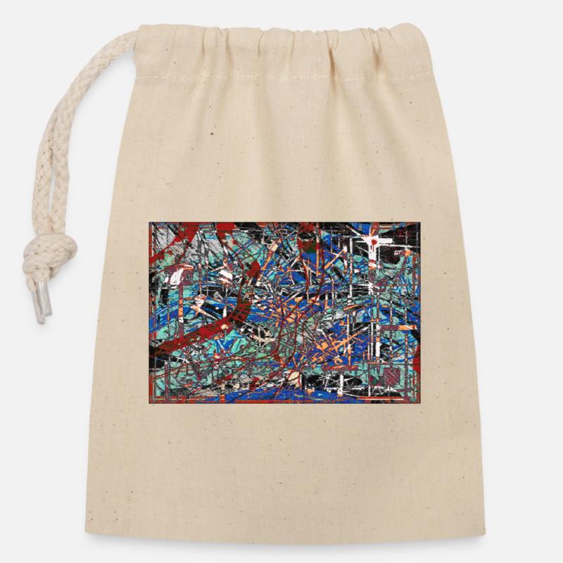Entrelacés - Sac cadeau en coton avec cordon (14 x 20 cm) - nature