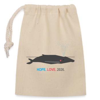 Espoir d’ESPOIR Minimaliste Baleine 2026 | Wal Herz Design - Sac cadeau en coton avec cordon (14 x 20 cm) - nature - Devant