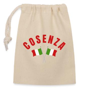 Cosenza Crossed Italian Flags - Closable cotton gift bag (14x20cm) - nature - Front