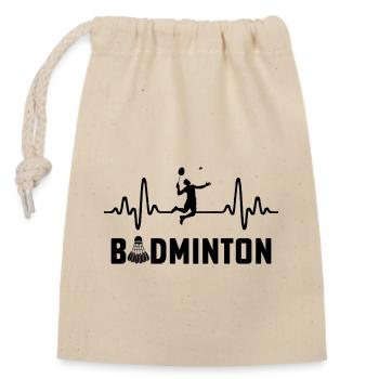 Badminton - Closable cotton gift bag (14x20cm) - nature - Front