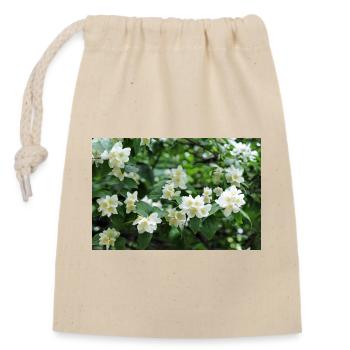 White Garden Jasmin flowers on Green Foliage - Closable cotton gift bag (14x20cm) - nature - Front