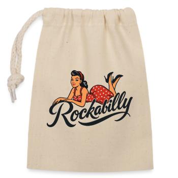 Rockabilly Pinup Woman in Petticoat Rock'n'Roll - Closable cotton gift bag (14x20cm) - nature - Front